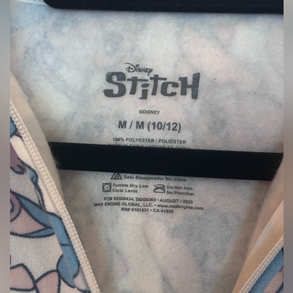 Disney Stitch and Angel Blue and Pink Zip-Up Hoodie Youth Medium 10-12 NWOT - Picture 5 of 8